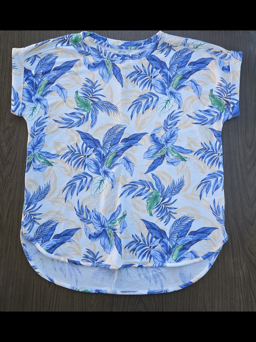 Cupio Women's Tropical Floral Short Sleeve Summer Top XL